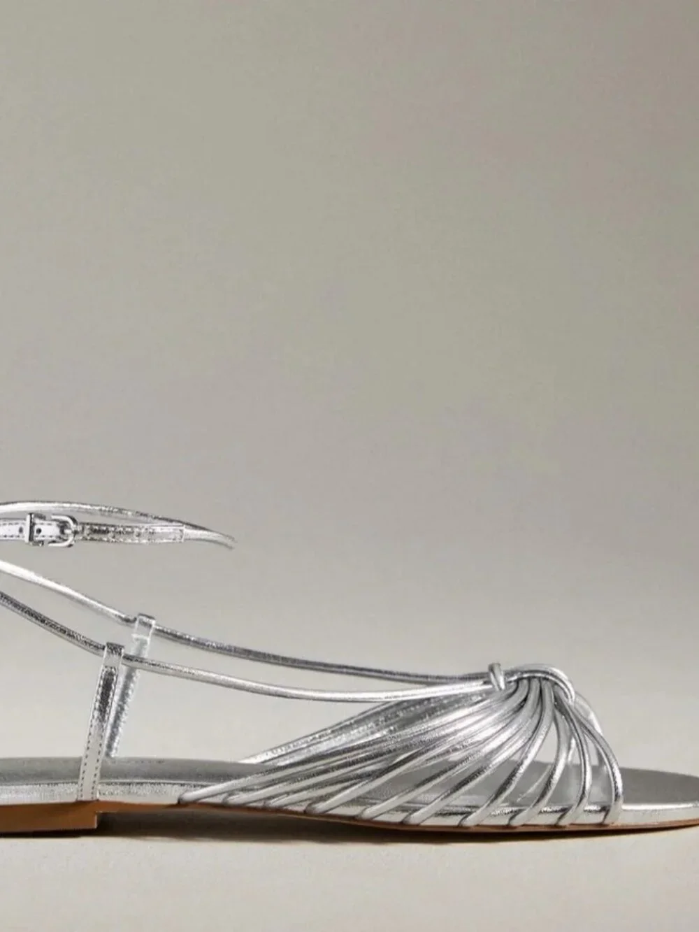 By Anthropologie Size 8 Silver Strappy Flat Sandals